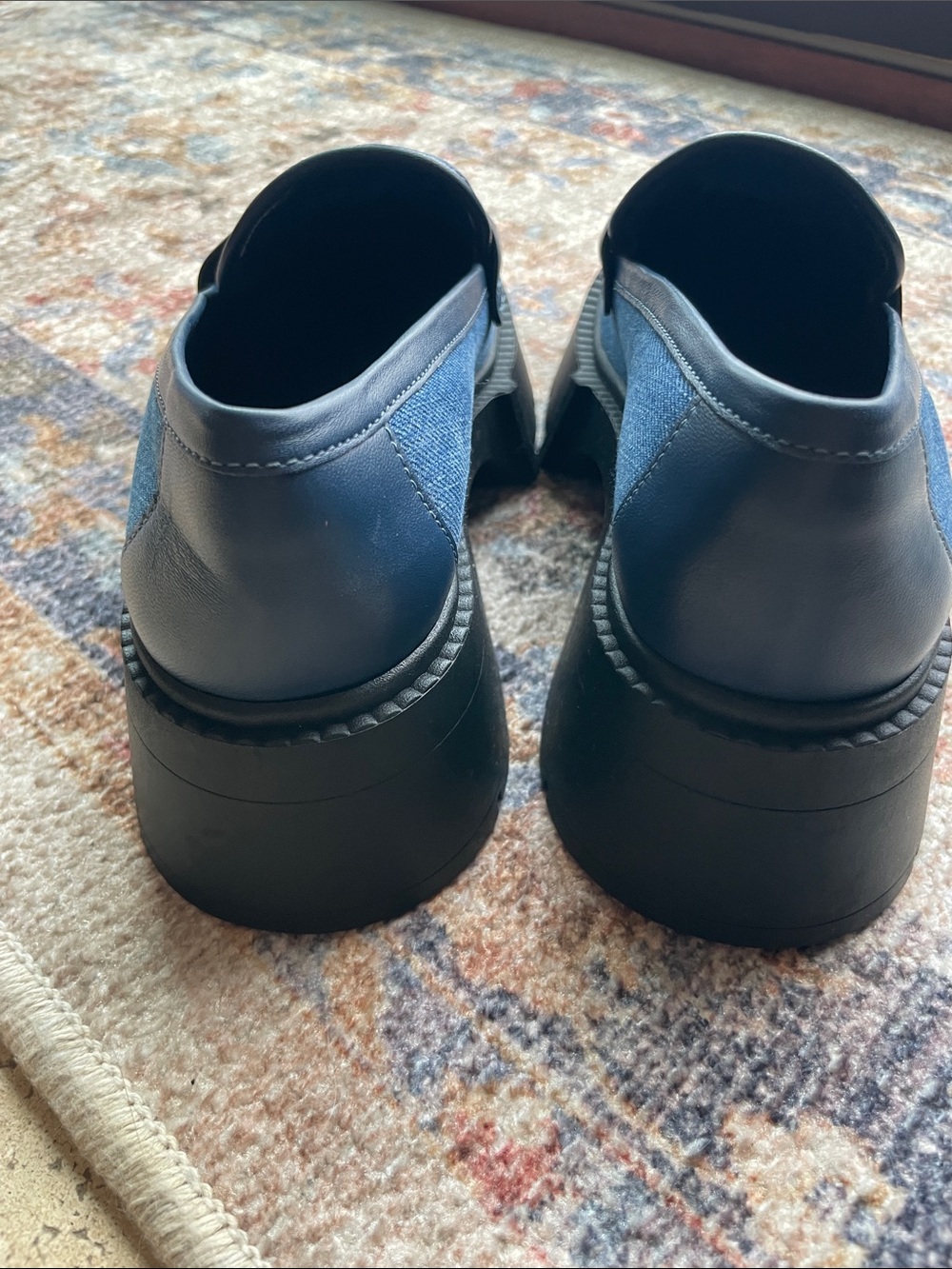 NWOB Coach Leah Blue Denim-Patterned Women's Loafers with Gold Accent "C" - Picture 4 of 8